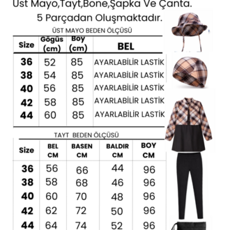 Kadın Tesettür Mayo 5'li Set Yarım Kapama Fermuarlı. 1.599,00 TL