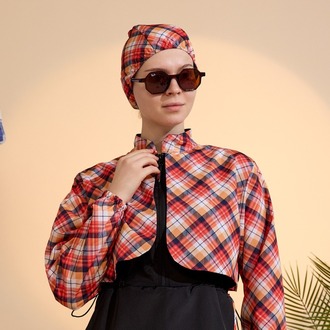 Kadın Tesettür Mayo 4'lü Set Yarım Kapama Fermuarlı.