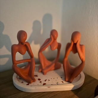 3'lü Düşünen Biblo ve Tepsi Set
