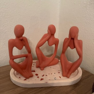 3'lü Düşünen Biblo ve Tepsi Set