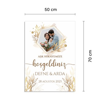 Kişiye Özel Düğün Karşılama Panosu 50x70 cm Dekota Pano | Model ve Stand Seçenekli