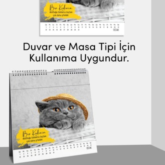 2025 Yeni Yıl Kedi Severler Takvimi - Masa ve Duvar Tipi, Hayvan Sever Takvimi