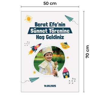 Sünnet Düğünü Karşılama Panosu , Kişiye Özel Tasarlabilir Model ve Stand Seçenekli