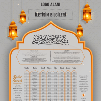 Ramazan İmsakiyesi 2025, Özelleştirilebilir Kurumsal İmsakiye - Dijital Baskılı İmsakiye