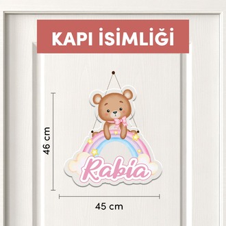 Kişiye Özel Gökkuşağı Temalı 17 Parça Yenidoğan Seti - Kapı Süsü, Masa Süsü, Magnet