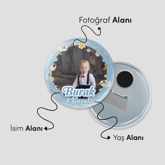 Yeni Doğan Bebek İçin Hoş Geldin Magnet – Yuvarlak Açacaklı Fotoğraf Baskılı