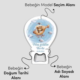Kişiye Özel Açacaklı Balon Magnet – Sevimli Dostlar Serisi (6 Farklı Erkek Model Seçenekli)