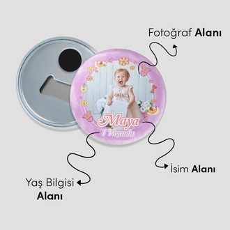 Yeni Doğan Bebek İçin Hoş Geldin Magnet – Yuvarlak Açacaklı Fotoğraf Baskılı