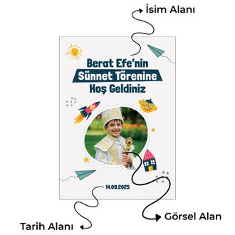 Sünnet Düğünü Karşılama Panosu , Kişiye Özel Tasarlabilir Model ve Stand Seçenekli