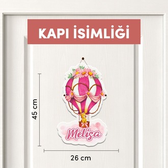 Kişiye Özel Uçan Balon Temalı 17 Parça Yenidoğan Seti - Kapı Süsü, Masa Süsü, Magnet