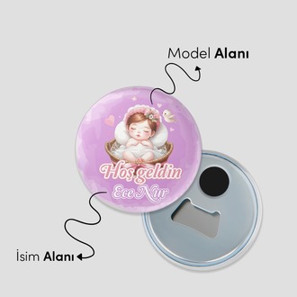 Yeni Doğan Bebek İçin Hoş Geldin Magnet – Yuvarlak Açacaklı Tasarım Modelleri