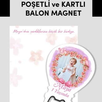 Kişiye Özel Fotoğraflı ve Açacaklı Balon Magnet – Yeni Doğan ,6 Ay,1yaş Bebek Hediyesi