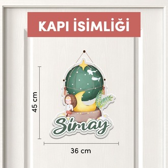 Kişiye Özel Düşler Balonu Temalı 17 Parça Yenidoğan Seti - Kapı Süsü, Masa Süsü, Magnet