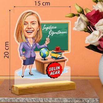 Öğretmenler Günü’ne Özel Karikatür Pleksi Seti - Özelleştirilebilir Dekoratif Pleksi