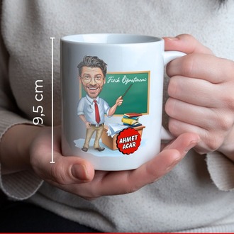 Öğretmenler Günü’ne Özel Porselen Karikatür Kupa - Özelleştirilebilir Kupa Bardak