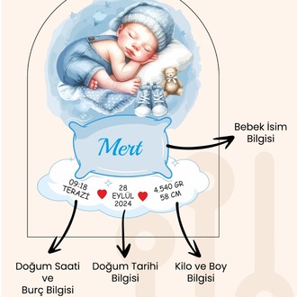 Kişiye Özel Bebek Doğum Bilgileri, Erkek ve Kız Çocuk – Özel Tasarım Uyuyan Bebek Konsepti