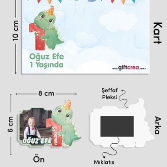 Kişiye Özel Şeffaf Pleksi Magnet – Dinozor Temalı Doğum Günü Hatırası (Her Yaşa Özel)