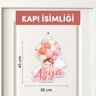 Kişiye Özel Renkli Balon Temalı 17 Parça Yenidoğan Seti - Kapı Süsü, Masa Süsü, Magnet