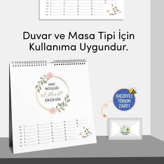 2025 Yeni Yıl Takvimi Çiçek Açan Takvim - Masa ve Duvar Tipi, Tohum Zarfı Hediyeli