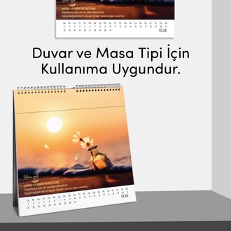 Yeni Yıl Hediye Takvimi - Mottolu, ve Kartpostallı Duvar ve Masa Tipi Seçenekli Takvim