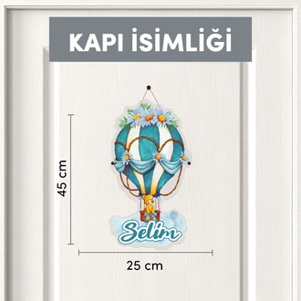 Kişiye Özel Uçan Balon Temalı 17 Parça Yenidoğan Seti - Kapı Süsü, Masa Süsü, Magnet