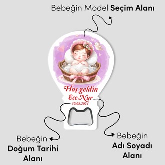 Kişiye Özel Açacaklı Balon Magnet – Sevimli Dostlar Serisi (6 Farklı Kız Model Seçenekli)