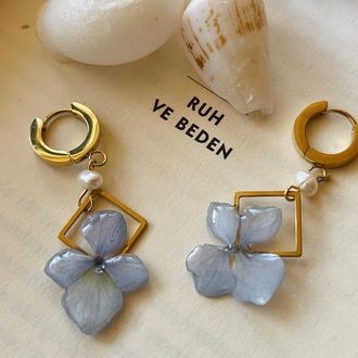 Hydrangea & Pearl Küpeler