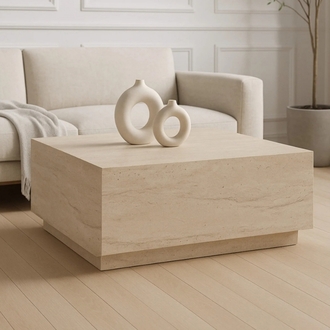 Traverten Orta Sehpa Sabit Lizbon Model 90X90