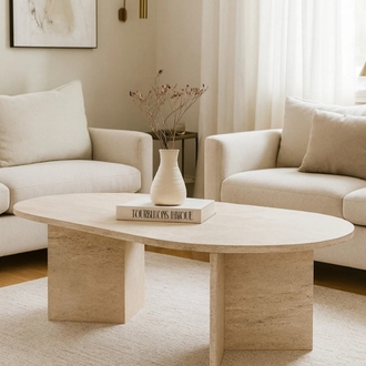 Orta sehpa Traverten oval sabit oscar model 80x130 cm