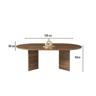 Orta sehpa ceviz oval sabit oscar model 80x130 cm