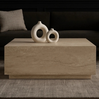 Traverten Orta Sehpa Sabit Lizbon Model 90X90