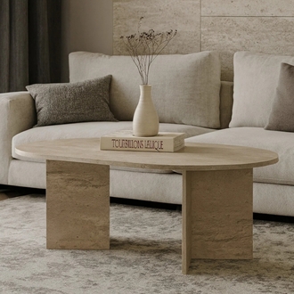 Orta sehpa Traverten oval sabit oscar model 80x130 cm