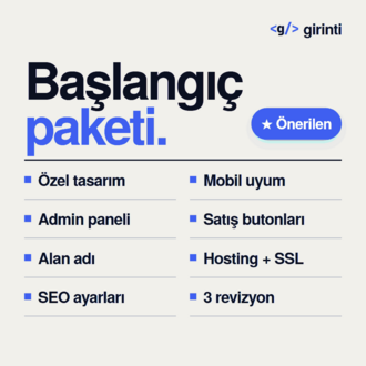 Web Sitesi — Başlangıç Paketi | Alan Adı, Hosting ve SSL Dahil