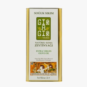 5 Litre Gisagis Zeytinyağı - 0,1 Asidite, Erken Hasat, Soğuk Sıkım