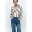Zara model saten boyuna çizgili gömlek