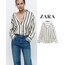 Zara model saten boyuna çizgili gömlek