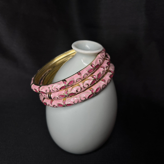Mineli (Pembe) Gold Kelepçe Bileklik