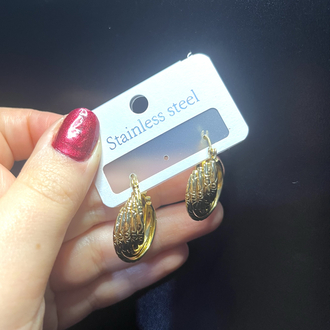 Vintage Burgu Model Gold Çelik Küpe