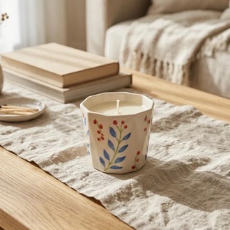 El Boyaması Seramik Soya Mum – Botanik Koleksiyon