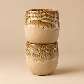 Amber Dokulu Stoneware Bardak – 2'li Set