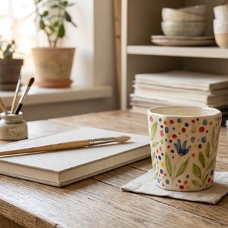 El Boyaması Stoneware Kulpsuz Bardak – 200 ml