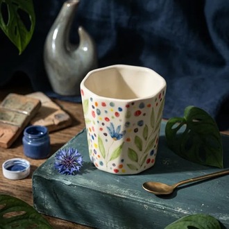 El Boyaması Stoneware Kulpsuz Bardak – 200 ml