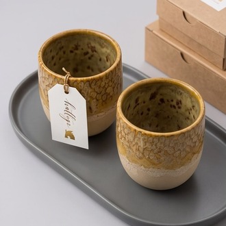 Amber Dokulu Stoneware Bardak – 2'li Set