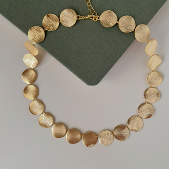 Sıralı Yuvarlak Gold Choker Kolye 