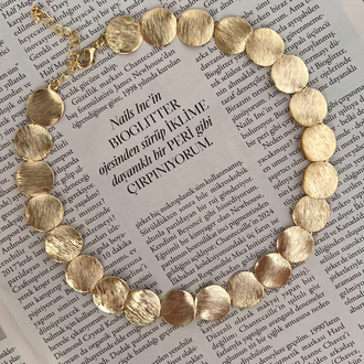 Sıralı Yuvarlak Gold Choker Kolye 