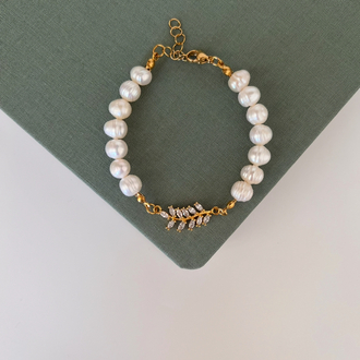 Yaprak Charm İnci Bileklik