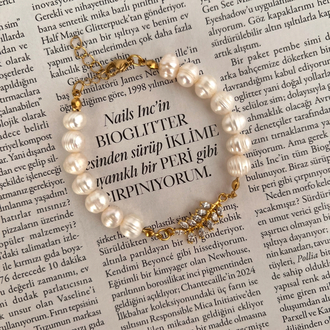 Yaprak Charm İnci Bileklik