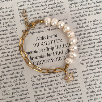 Çiçek Charm İnci Bileklik 