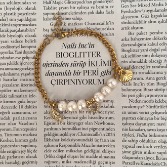 İstiridye Kalp Charm Zincir İnci Bileklik