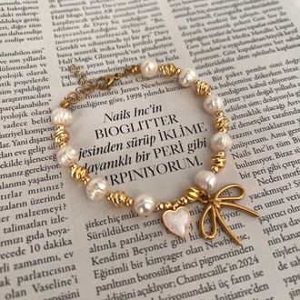 Ribbon Pearl İnci Bileklik 